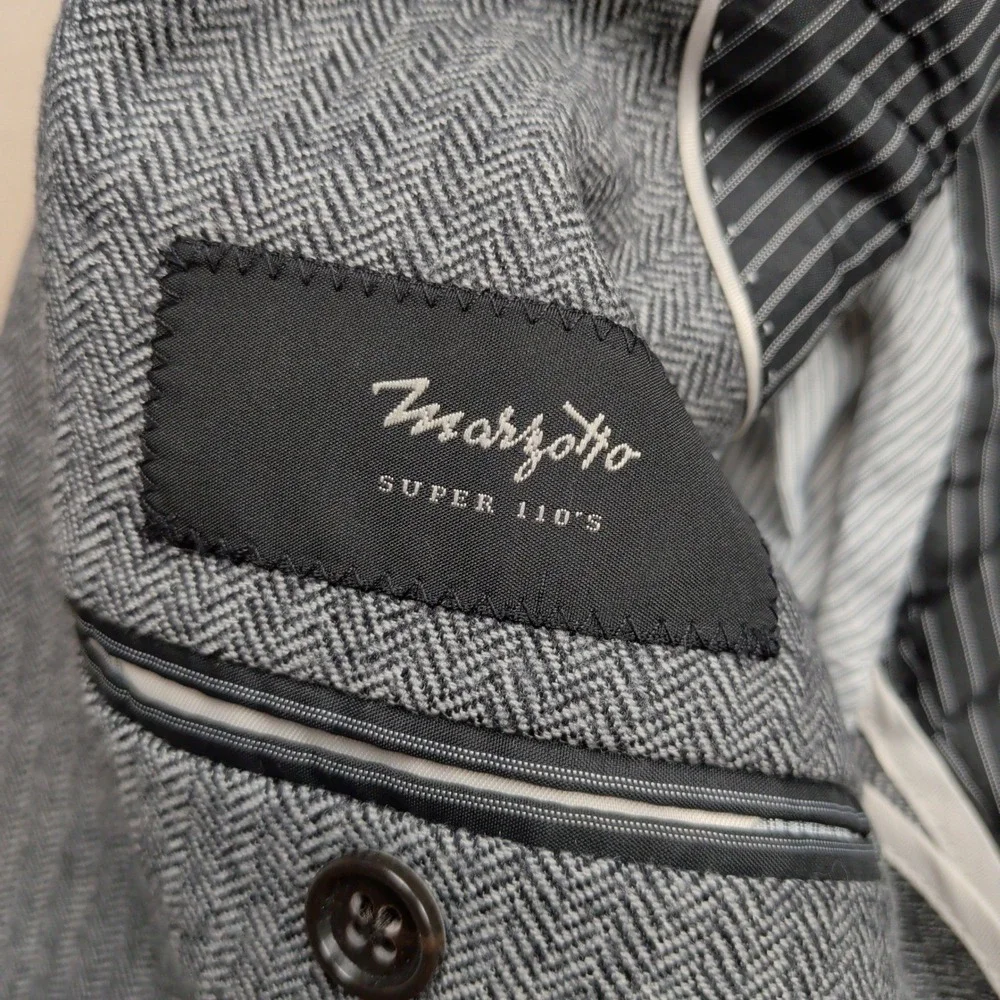 Banana Republic Wool Blazer Mens 40S Marzotto Grey Herringbone Slim Sport Coat